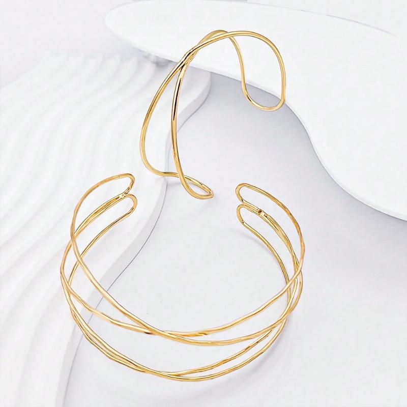 6pcs/Set Minimalist Metal Arm Cuff Bracelet, Adjustable Armlet, Suitable for Daily Wear, Street Style and Vacation