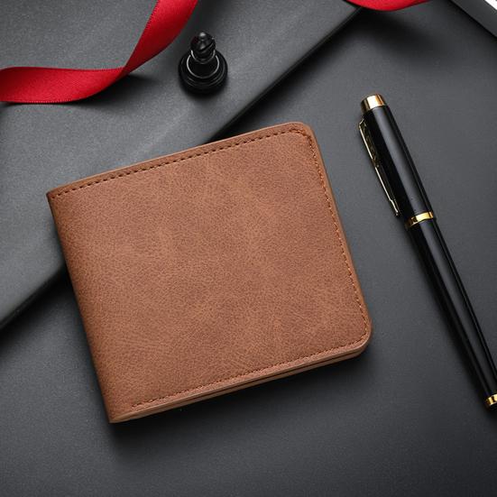 Herren Schlanke Brieftasche Kurze Faltbrieftasche mit Ausweisfenster Minimalistischer Kartenhalter Geldbörse Geschenk für Ehemann Vater