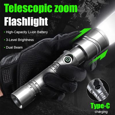 Aluminum Alloy Laser Flashlight USB C Rechargeable 1200mAh Battery Long Range Beam Underwater Diving Hunting Search Light