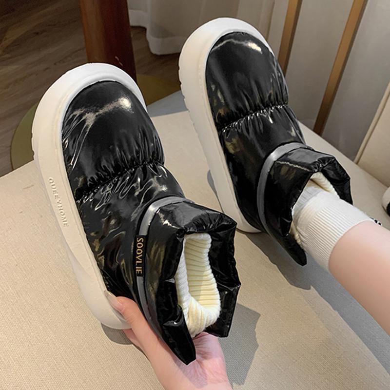 Fashion Women's Waterproof Down Cotton Padded Shoes Warm Plush Thick Bottom Snow Boots Women 2025 Platform Non-Slip Winter Ankle Boots