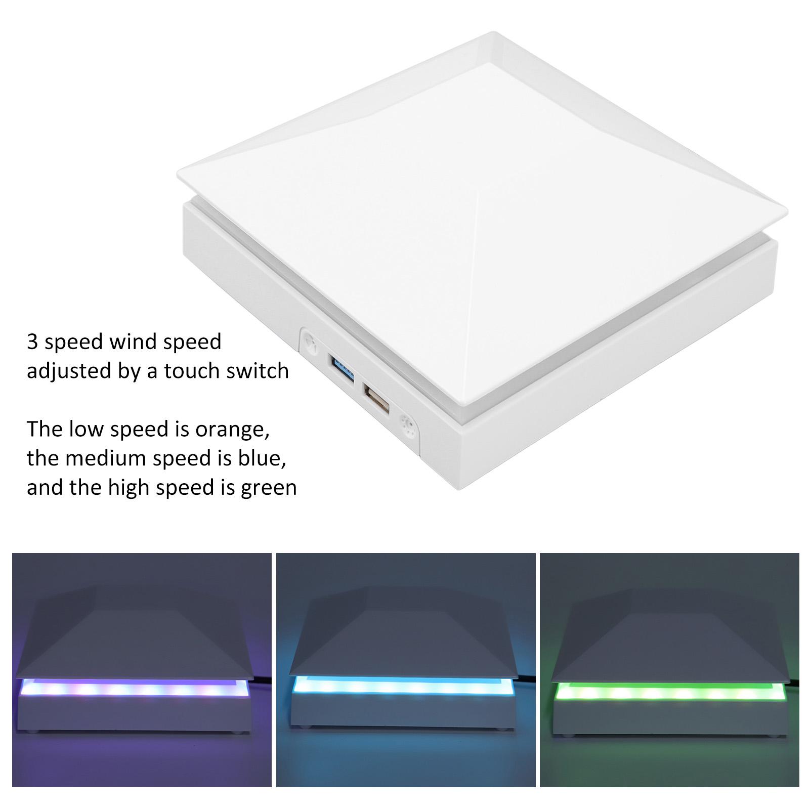 

Console Cooling Fan 12W 3 Wind Speeds Touch Console Dust Proof Cooling Fan with LED Lights USB Ports