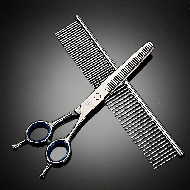 Pet Grooming Scissors Kit Stainless Steel Straight Thinning Shear Non‑jamming Trimming Tool for Dogs Cats