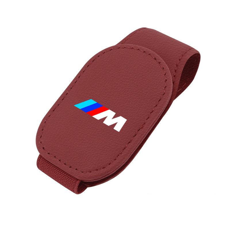 BBJK3 For BMW M X1 X2 X3 X5 X6 E46 E39 E90 E36 E60 E34 E30 F30 Magnetic Leather Eyeglass Hanger Clip Universal Car Sunglasses Holder