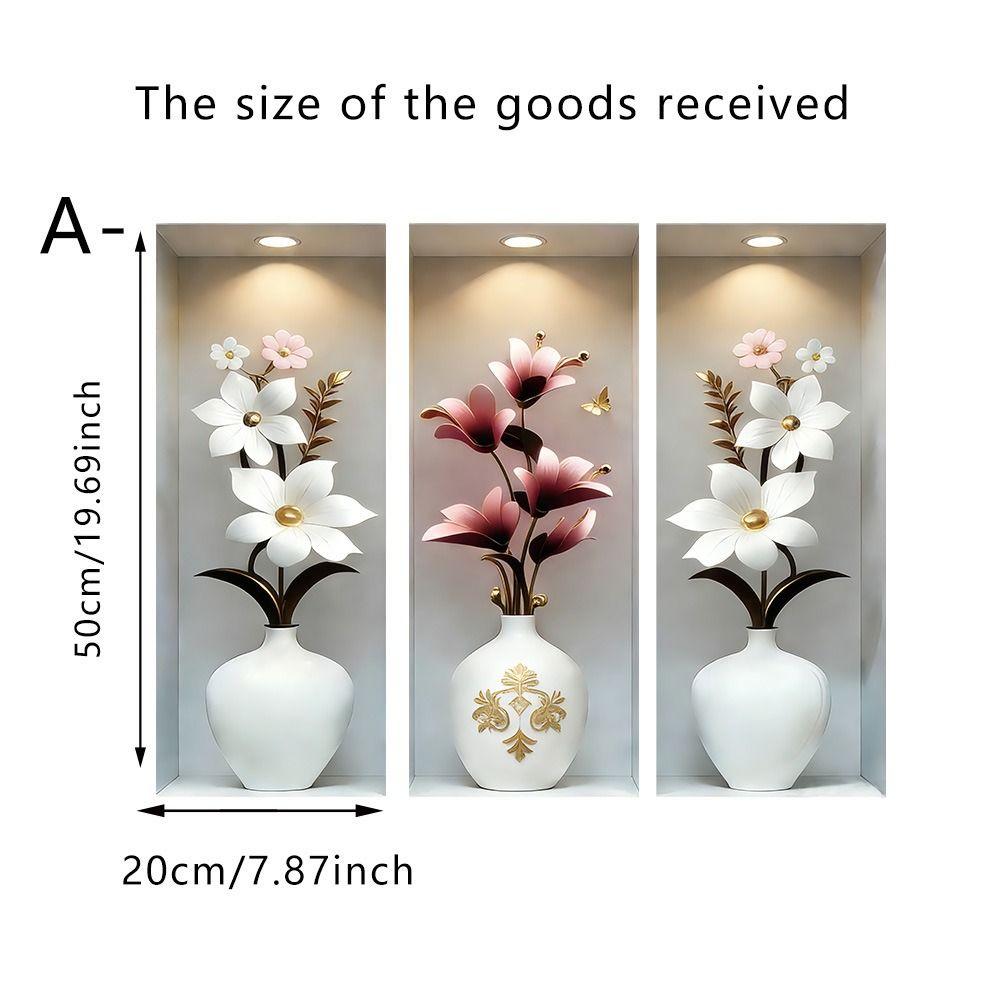 Creative 3D Vase Flower Wall Sticker Background Decoration Multicolor Wall Posters Photo Props Wall Art Home Decoration