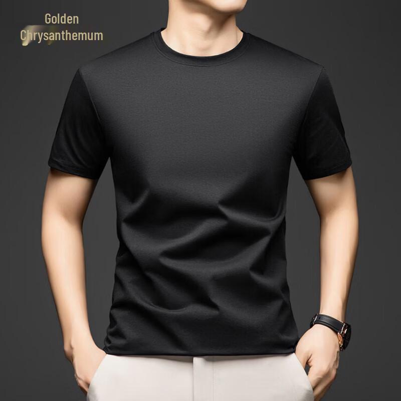 Jinjuan Men's Solid Color Cooling Breathable Round Neck T-Shirt