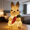 Resin Bunny Figurine Light Up Bunny Holding Carrot Statue Easter Rabbit Sculpture for Spring Farmhouse Home Table Decor