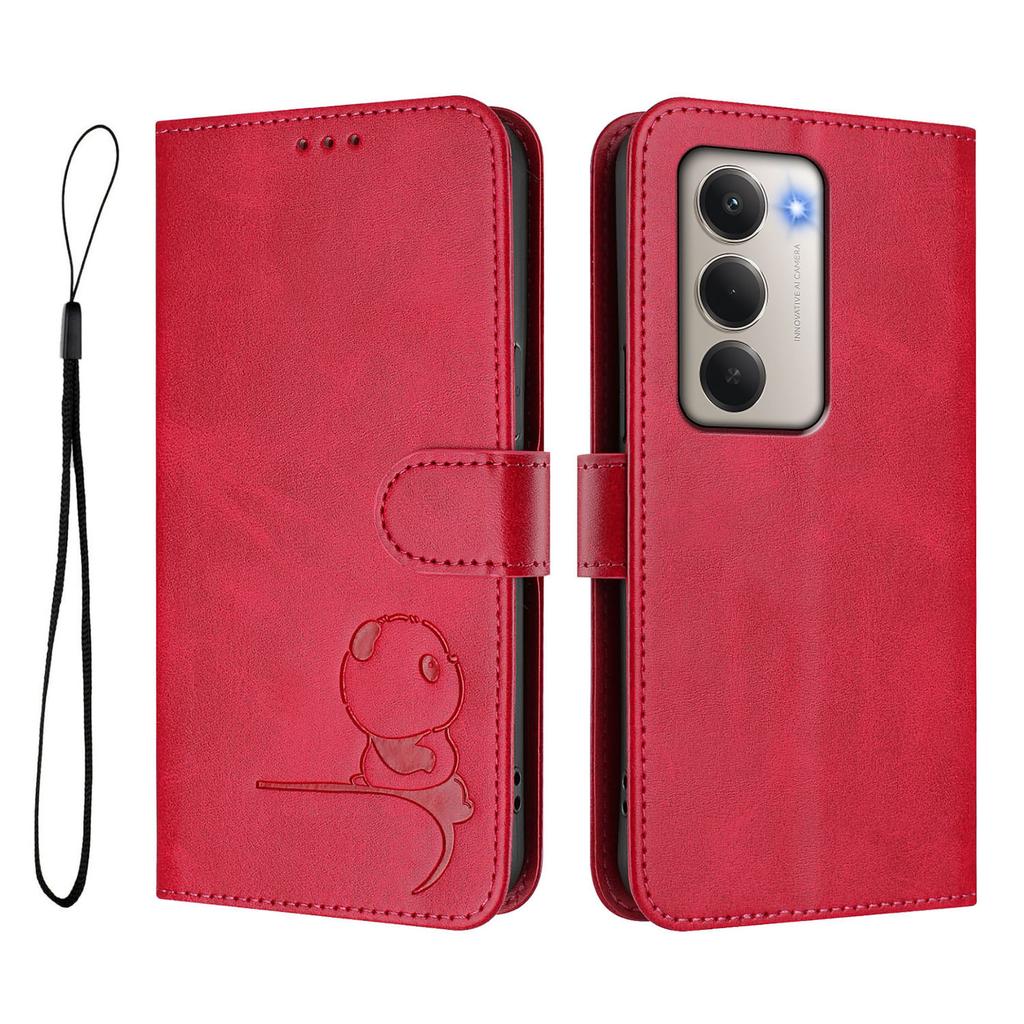 For Xiaomi Redmi 15 4G (EU) (171mm) Case Panda Imprint RFID Blocking Wallet Leather Phone Cover with Wrist Strap