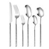 304 Stainless Steel Hammered Handle Cutlery Set: Diamond Pattern Knife, Fork, Spoon