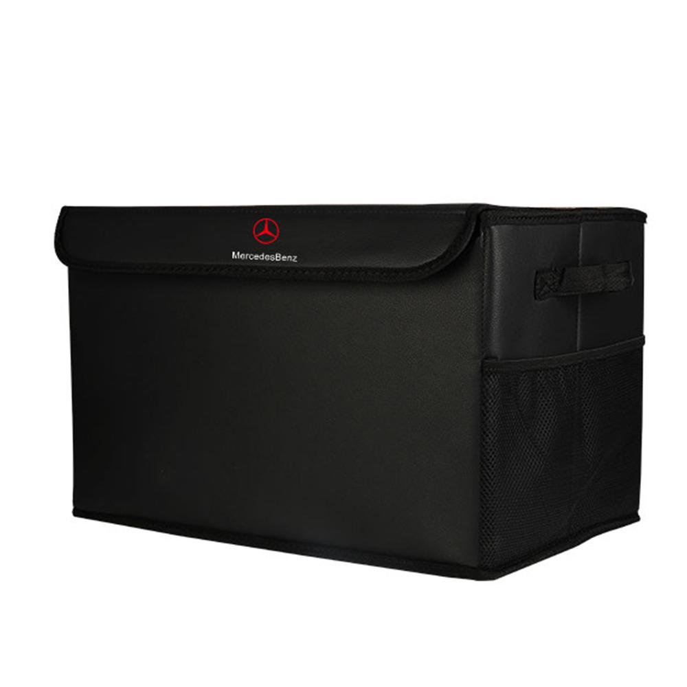 Large Capacity Car Trunk Storage Box Leather Organizer Auto Interior Stowing Tidying Accessorie For Mercedes Benz AMG Badge Logo