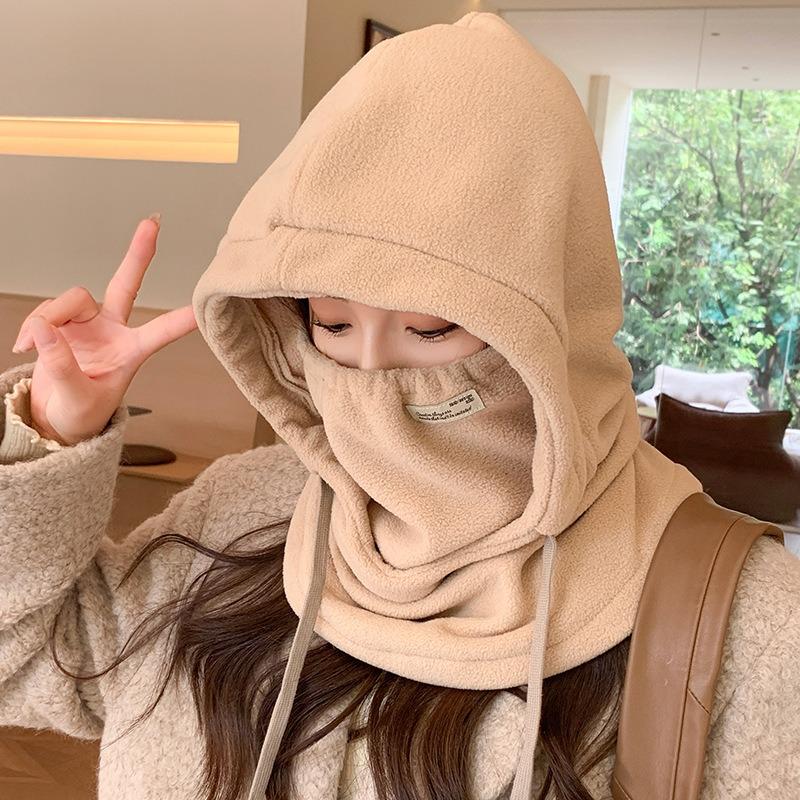 Motorcycle Winter New Knitted Hat Lady Wool Cap Mask Heating and Thickening of Cycling Neck Cap
