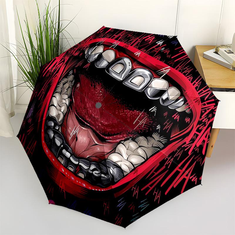 

1pc Joker s Laugh Mouth Umbrella with Plastic Handle,Cartoon Pattern,Suitable for All Seasons Multi-functional Umbrella517