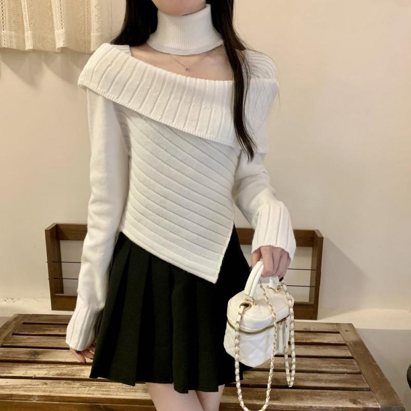 

Женский асимметричный облегающий вязаный свитер на одно плечо для осени/зимы L 55-63 kg