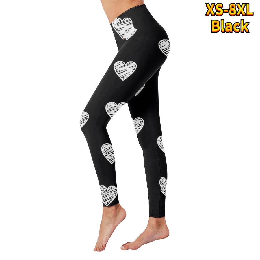 

Женские синие эластичные леггинсы с принтами любви для фитнеса, бега в тренажерном зале, спортивные брюки для активного отдыха XS чёрный