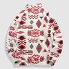 Europese Maat Koreaanse Chic Winter Retro Etnisch Geometrisch Print Casual Lange Mouw Rits Top
