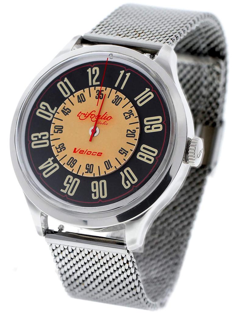 Veloce Trifoglio Italia VELOCE VL000SSBK Automatische Uhr mit rotierender Scheibe Hergestellt in Italien Mailänder Armband Retro Vintage Design [Trifoglio] Herren [Regulär