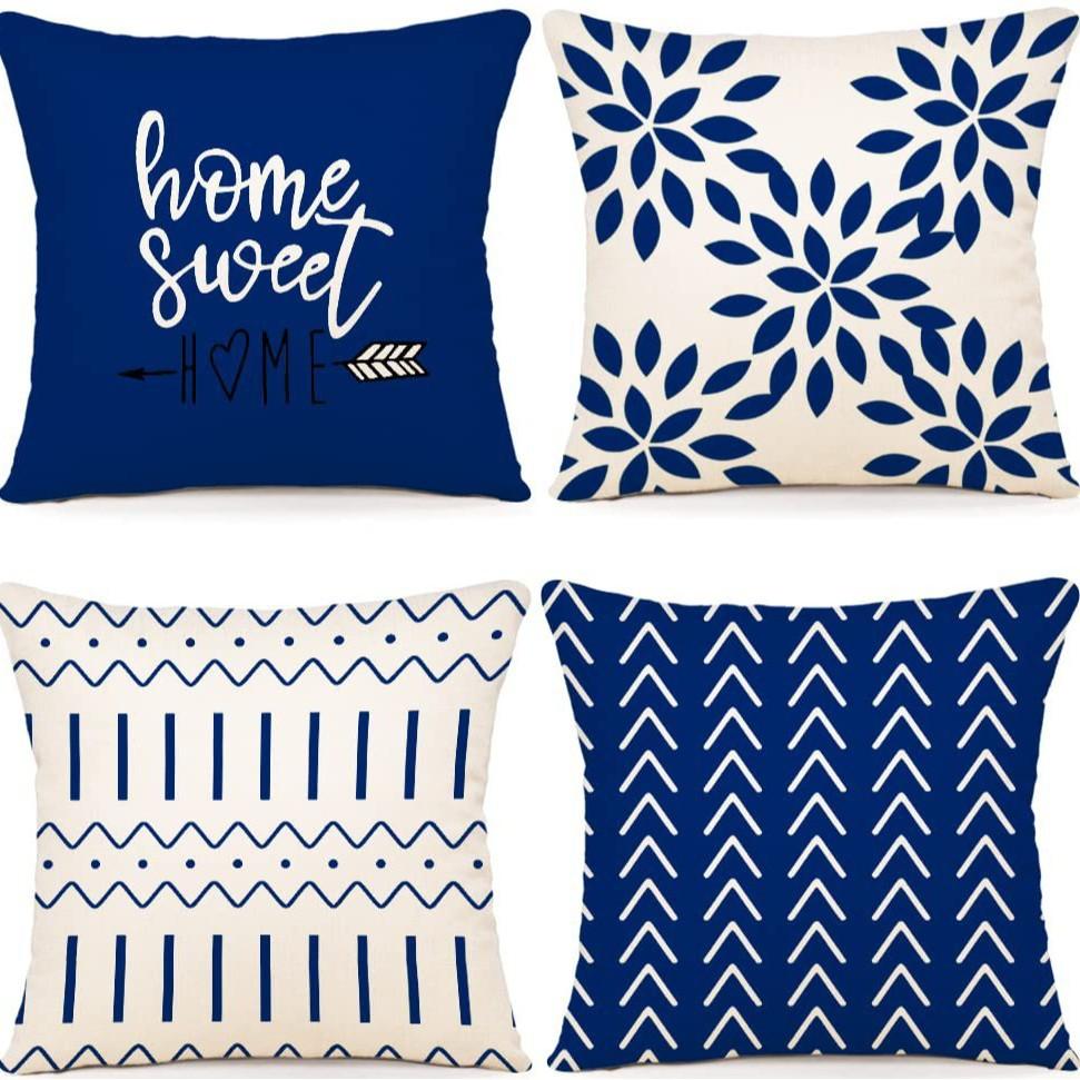 Modern Sofa Bay Window Cushion Cover Outdoor Linen Fabric Cushion Set