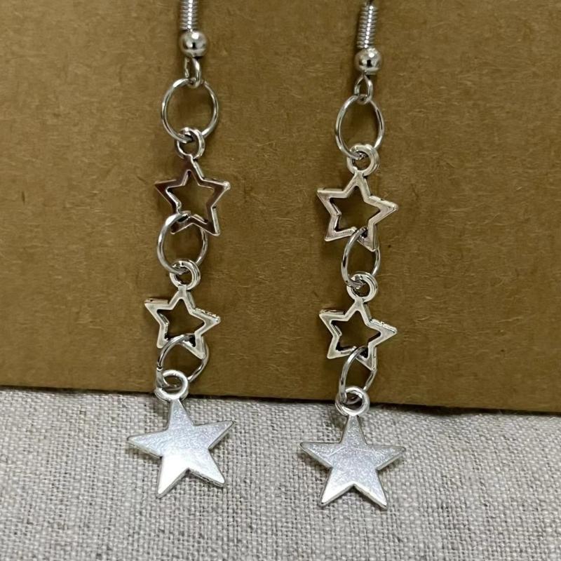 Sweet Cool Dangle Earrings Simple Hollow Star Pendant Drop Earrings Statement Jewelry Fashion Small Hoop Earrings