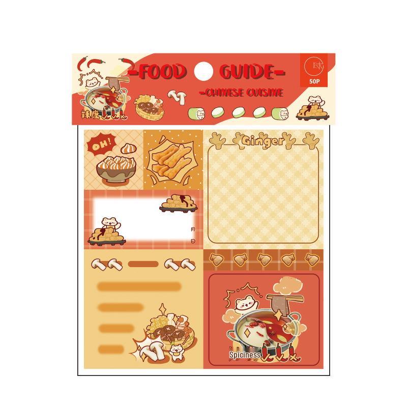 Mu Ran Vintage Food Illustration Sticky Notes - Creative Stationery for Students and Journaling