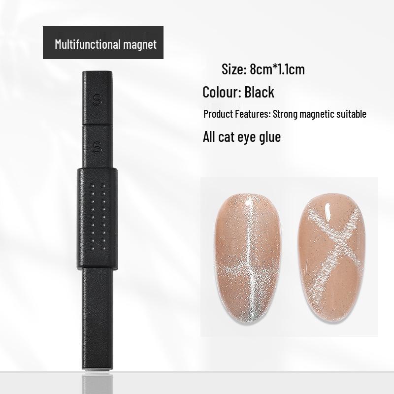Verbessertes Cat Eye Press-On Nägel Set mit Magnetischem Stift und Blumen Design