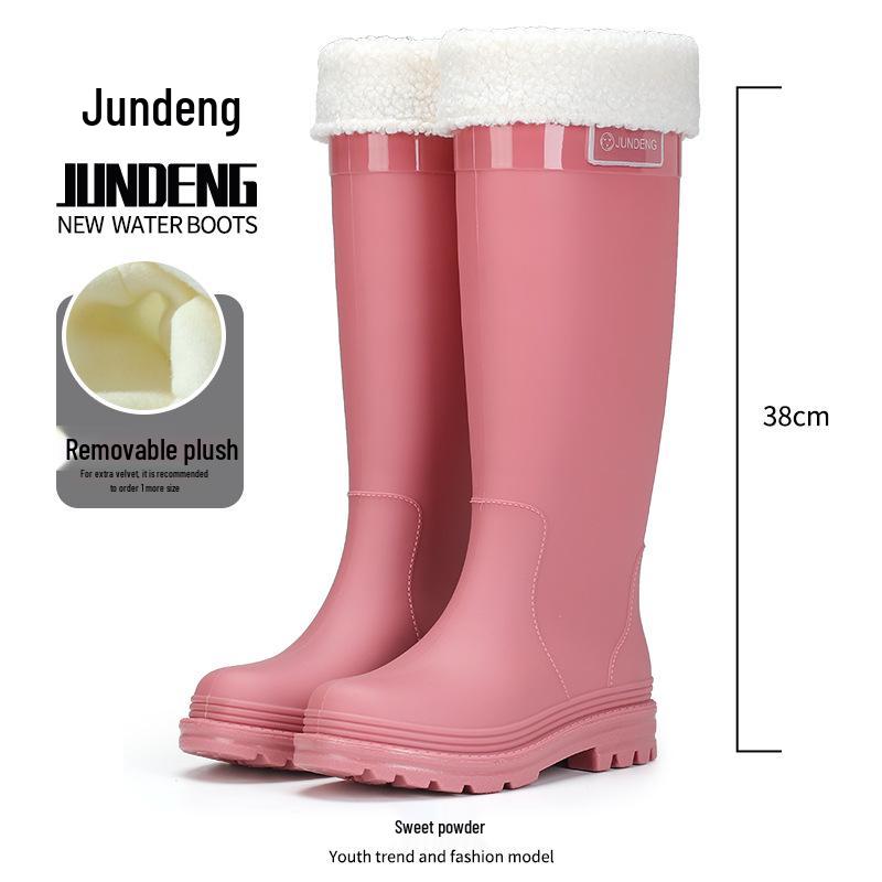 Women's Thickened High-Top Waterproof Rain Boots with Non-Slip Velvet Lining