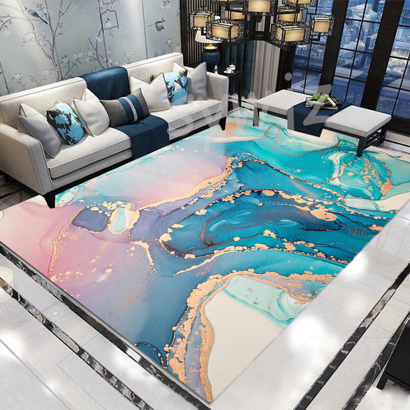 Nordic Colored Marble Carpet for Home Living Room Decorative Floor Mats Porch Door Mat Anti-slip Print Mats Bedroom Non-slip Mat