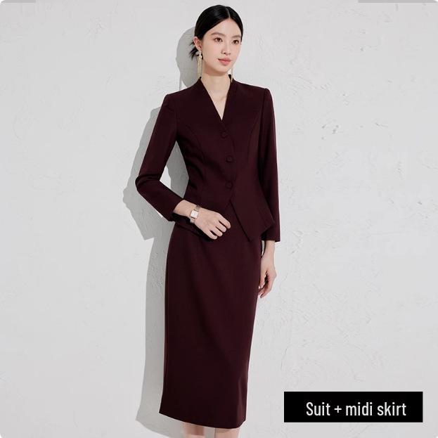 Aishangchen 2024 Women's Red Suit Set: Professional, High-End Spring/Aautumn Formal Attire