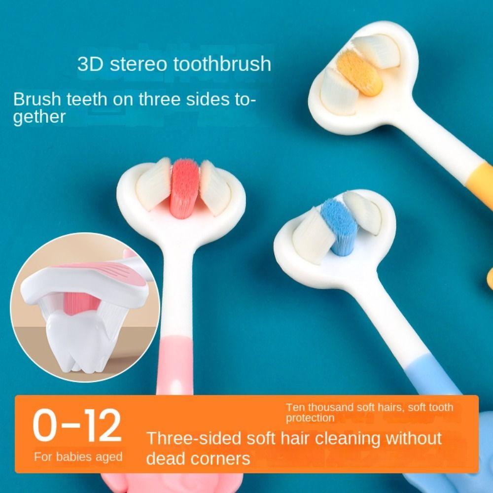 Soft Bristles Triple Sided Toothbrush Candy Color V-shaped Three-sided Toothbrush  Household