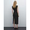 MD Women's Clothing Minimalist Fancy Waist-Tight Mid-Length Sleeveless Dress Linen Black Dress Female 06648589800