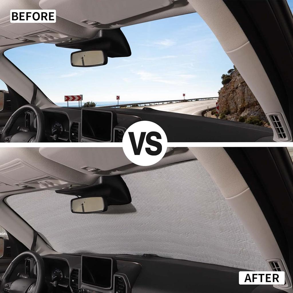 JWWY Windshield Sunshade Window Sun Shade for 2021-2025+ Ford Bronco Sport Accessories,Foldable Sun Shield Upgrade Reflective Polyester Cover Block