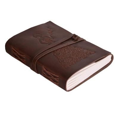 Leather Diary - Prinsessan med hjärtat präglad dagbok Vintage artist skissbok, klippbok, ritning och skrivdagbok