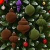 4pcs Creative Christmas Ball Pendant Flocked Xmas Tree Hanging Ornament Background Layout