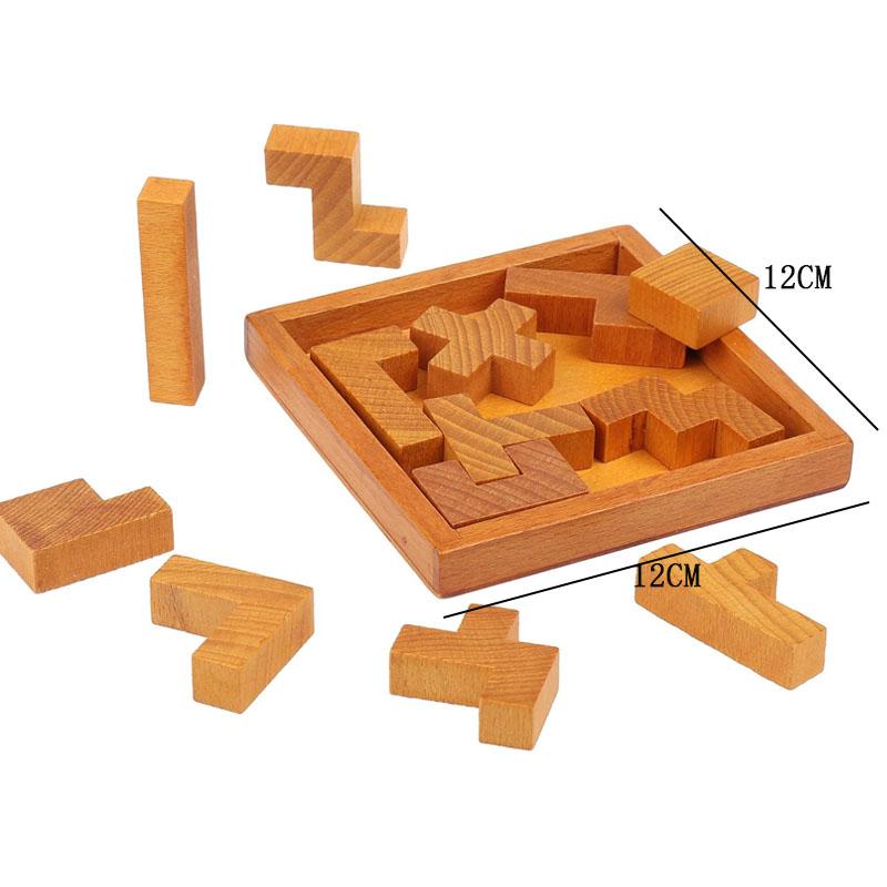Classic Thirteen Geometric Tangram Wooden Brain Teaser Puzzles for Kids & Adults Impossible IQ Challenge Educational Toys
