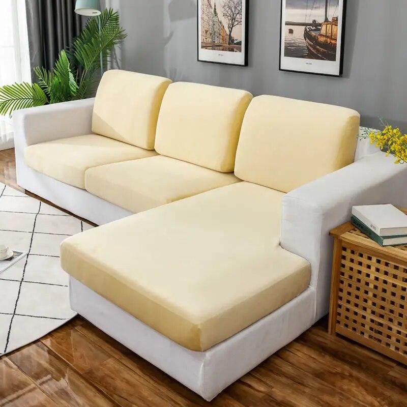 Velvet Sofa Cover Elastic Backrest Cover Thick Solid Color Living Room Corner Sofa Bed Furniture Protection Cover Super Soft