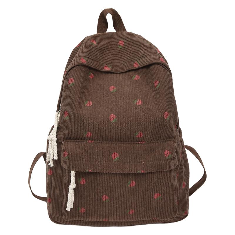 Damen Cordrucksack Erdbeerdruck Studenten Schultasche