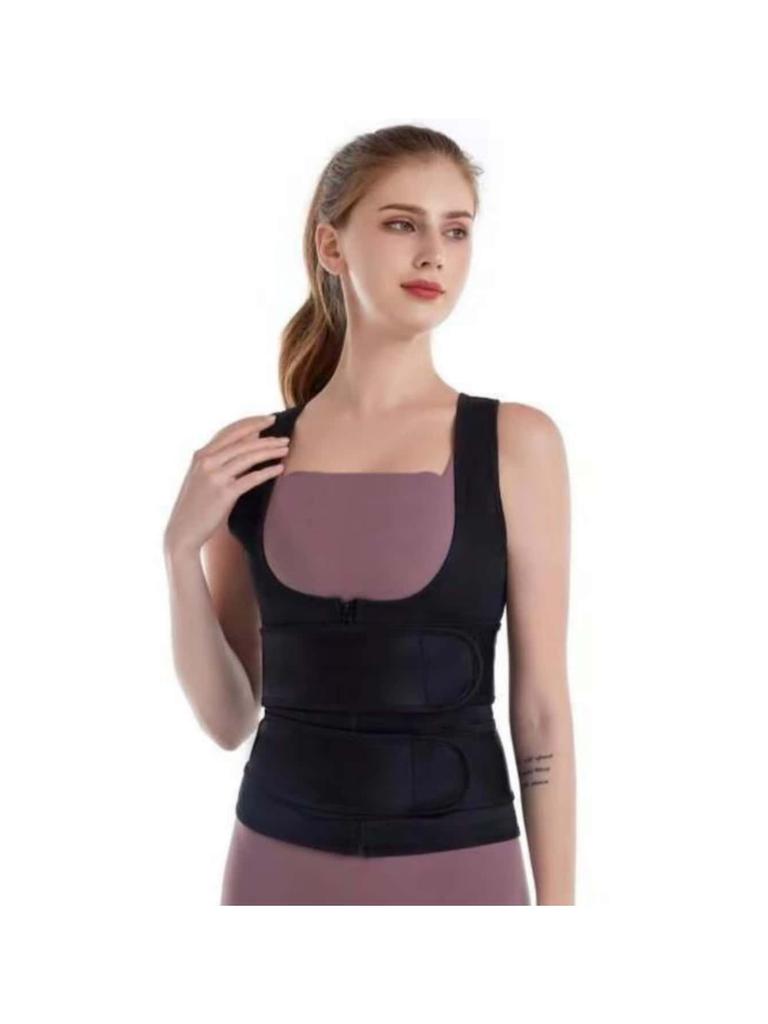 Camiseta de Compressão Modeladora de Cintura de 1 Peça - Suporte Invisível Corretor de Postura com Controle Abdominal Respirável, Corpo Feminino