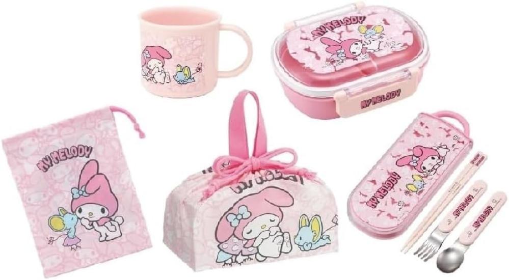 

Skater My Melody 24 Ushiro-Shiro Dishwasher-Safe Soft Lid Tight Lunch Box, Oval Shape, 360ml Trio Set (Chopsticks, Spoon, Fork), Cup, Cup Bag, Lunch