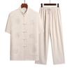 Mooou Men's Summer Ice Silk Chinese Style Shirt & Pants Set