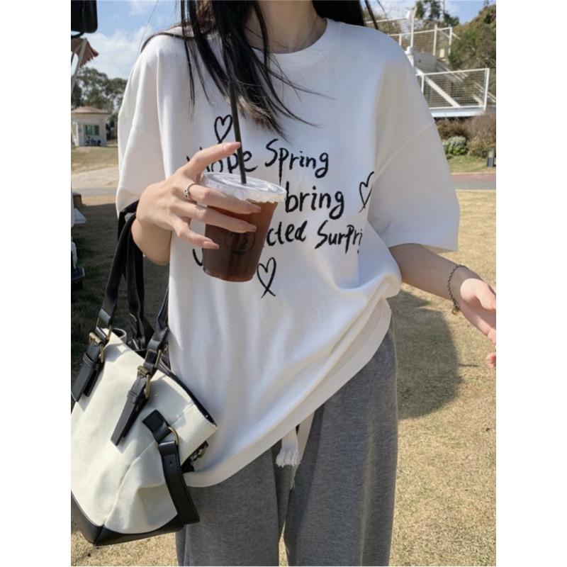 Summer Casual Fashion Printing Pullover Cotton T-shirt Women Short Sleeve All-match Tee Female Harajuku Top