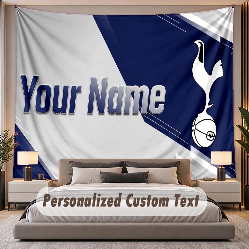 Custom Name Text Tapestry Tottenham Hotspur FC Personalized Polyester Wall Tapestry For Bedroom And Room