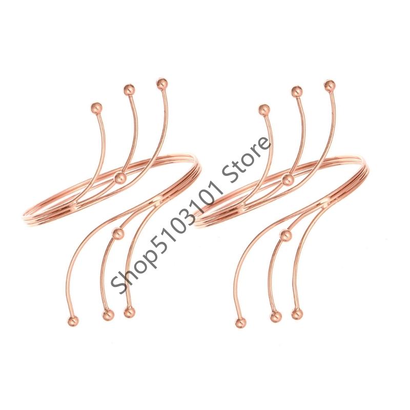 2pcs Upper Arm Bracelet Metal Coil Spiral Shape Armband Cuff Fashion Simple Arm Bangle Armlet Adjustable for Women Girl