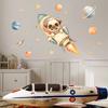 Cartoon Rocket Dog Space Stars Wall Stickers for Kids Room Nursery Entrance Wall Decor
