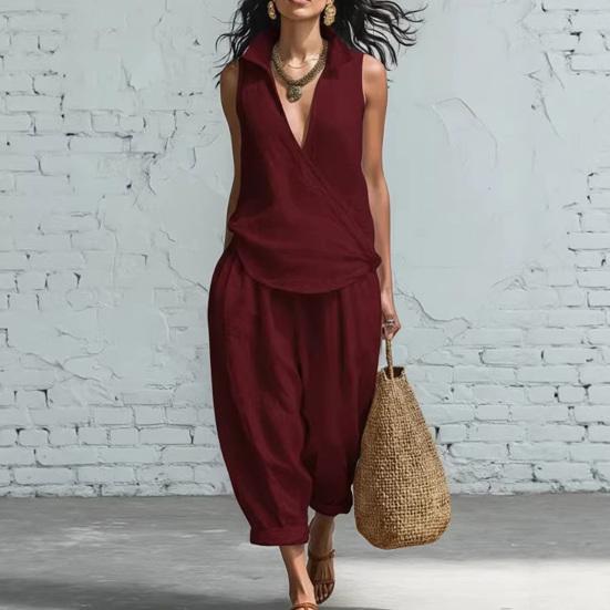 Completi Due Pezzi da Donna Casual Tinta Unita Set in Tessuto Vestibilità Larga Fibra di Poliestere Leggero Comodo Outfit per Primavera Estate Autunno Abiti Quotidiani