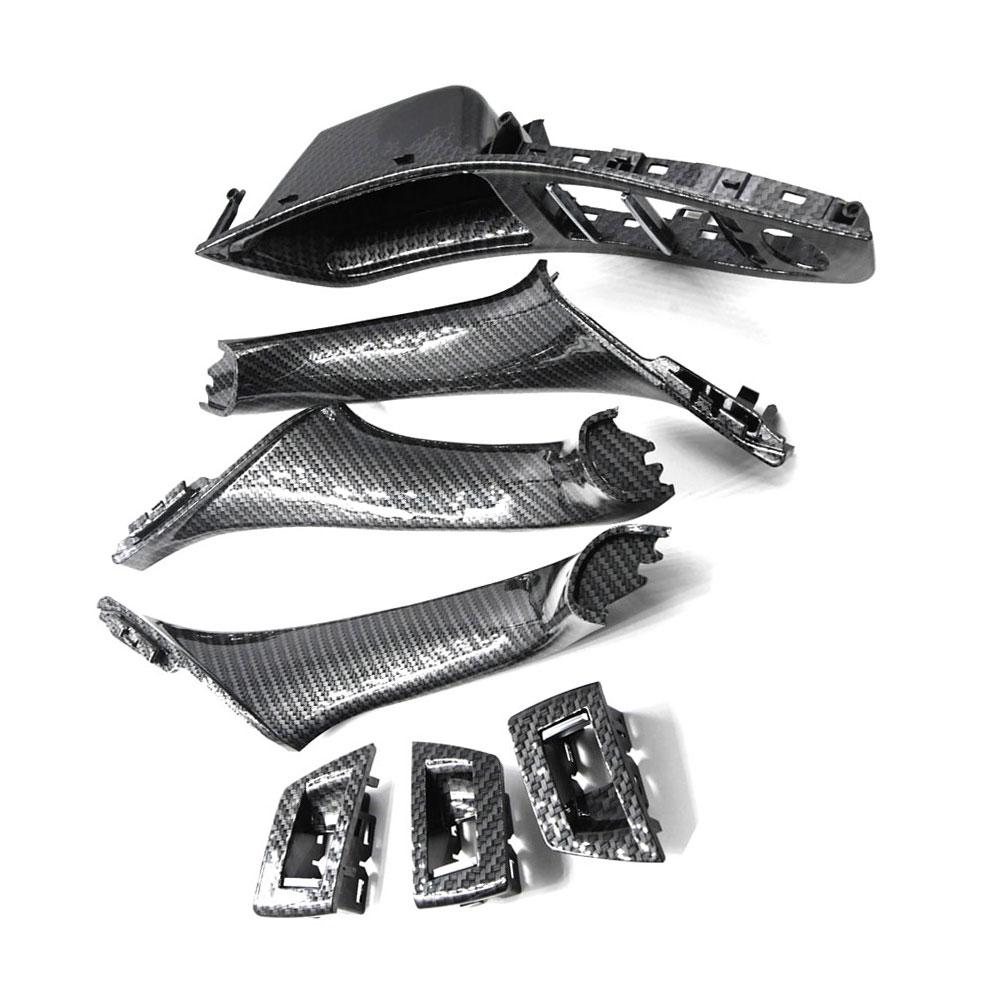 For BMW 5Series F10 F18 2010-2016 Interior Door Handle Plate Decorative Cover 7Pcs/ 1Set Carbon Fiber High