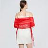 Tassel Mesh Neck Scarves Transparent Embroidery Flower Shawl Lace Flower Tassel Scarf  Dress Decor