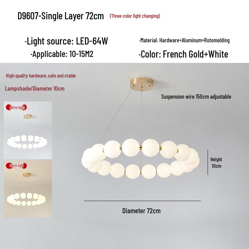 Nordic Modern Minimalist LED Chandelier - Pearl Necklace Design for Living Room, Bedroom, and Restaurant.