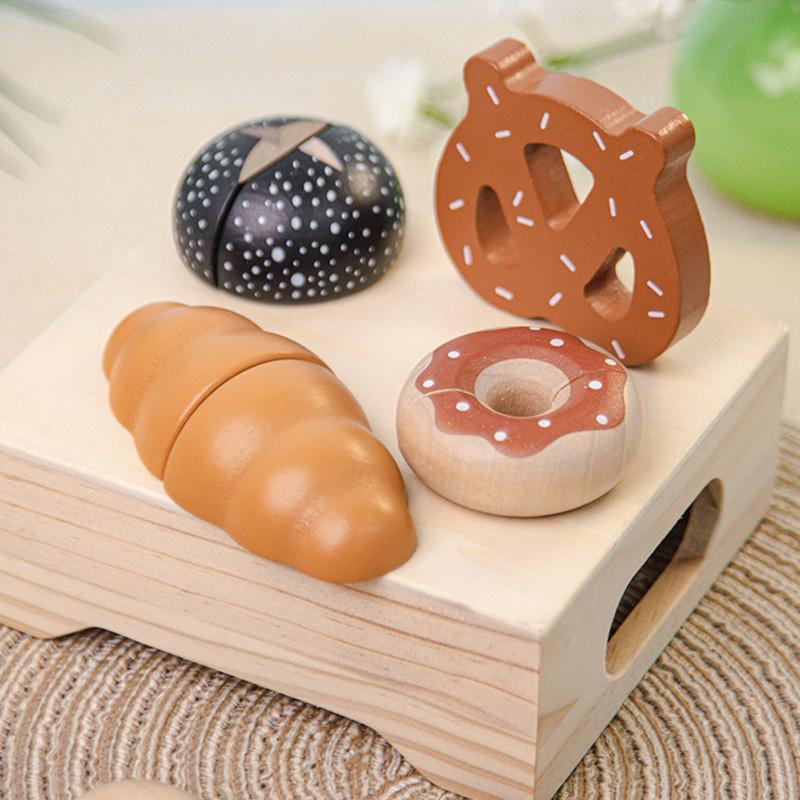 Wooden Kitchen Kids Role Play Toy With Cutting Food For Interaction Parentchild