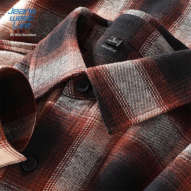 JEANSWEST LIFE Men s Heavyweight Plaid Long-Sleeve Shirt M