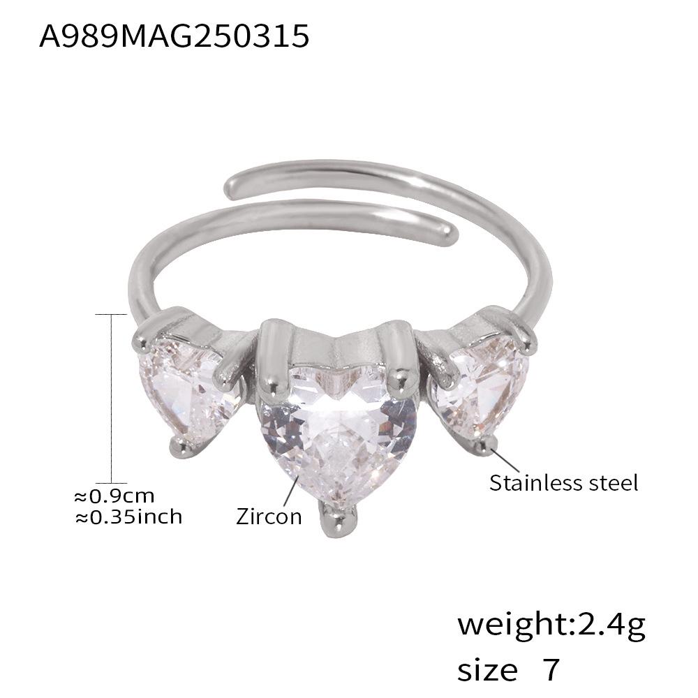 Элегантное тройное сердце Открывающееся золотое кольцо с фианитами 5A Size 7