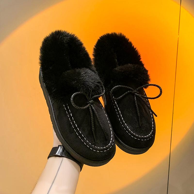 

Fashion 2024 New Women s Shoes Slip on Women s Flats Fashion Round Toe Casual Flat Shoes Winter Plus Velvet Solid Flat Low Heels Zapatos 36 чёрный