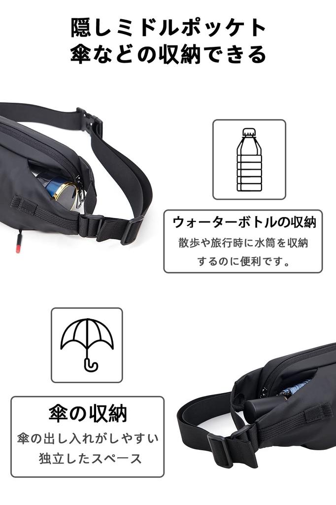 FENRUIEN Shoulder Crossbody Small Waist Hip SBS Zipper Perfect for and Sports Men's Bag, Bag, Pouch, Bag, Waterproof, Lightweight, Multi-functional,